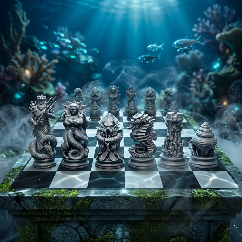 16-teiliges Ozean-Mythos Schac – 3D Printing Chess Bewertung und Preis