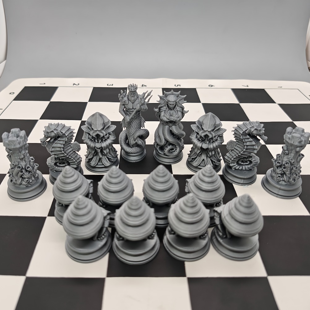 16-teiliges Ozean-Mythos Schac – 3D Printing Chess Bewertung und Preis